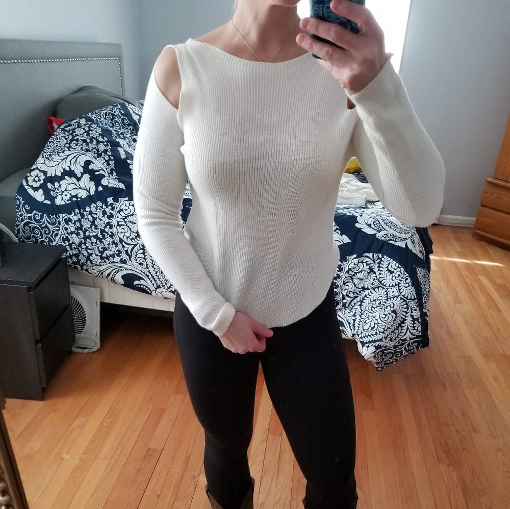 Cold shoulder sweater